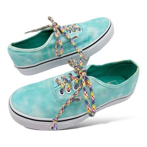 Vans Off the Wall Turquoise Tie Dye‎ Low-Top w/Colorful Laces Women 8 Men 6.5 - Picture 2 of 14